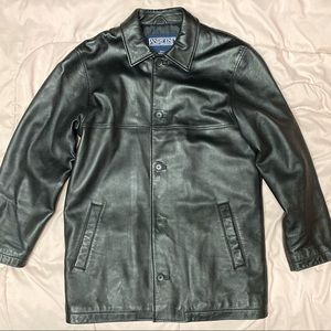 Lands end leather coat
